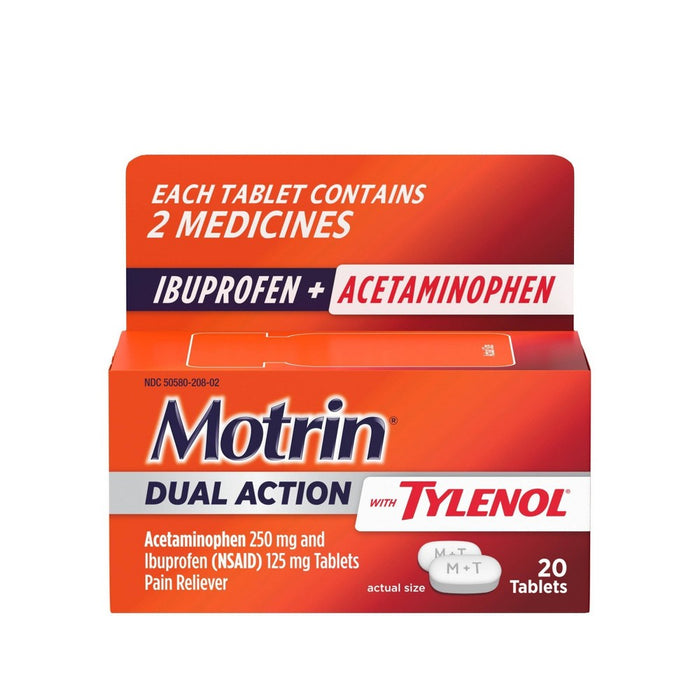 Motrin Acetaminophen Dual Action with Tylenol Pain Reliever - 20ct