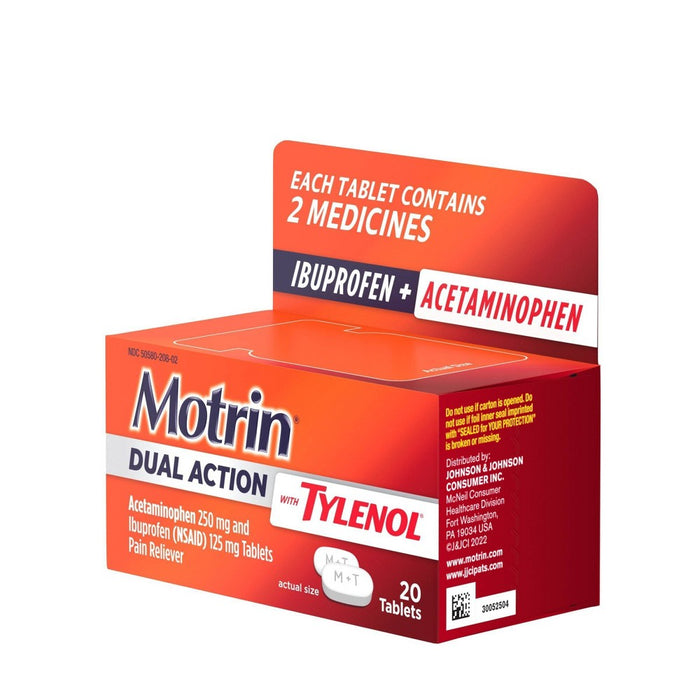 Motrin Acetaminophen Dual Action with Tylenol Pain Reliever - 20ct