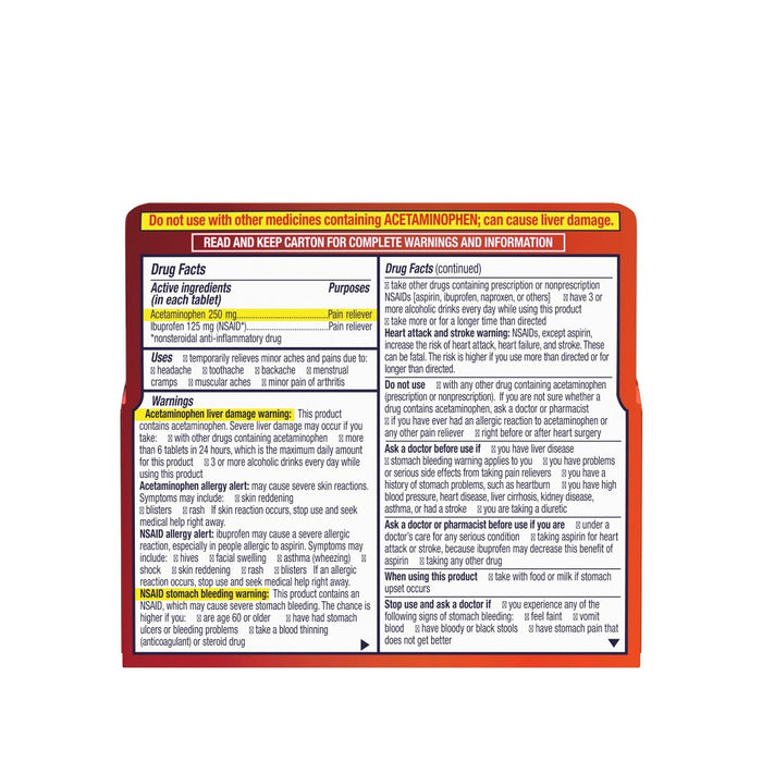 Motrin Acetaminophen Dual Action with Tylenol Pain Reliever - 20ct