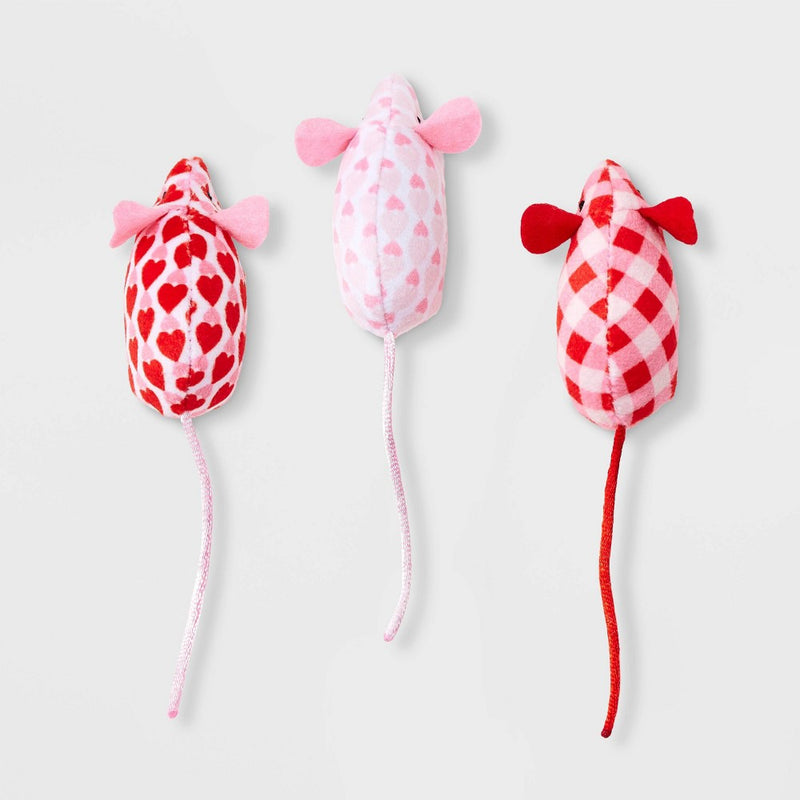 Valentines Mice Cat Plush Toy Set - 3pc/2pk - Boots & Barkley