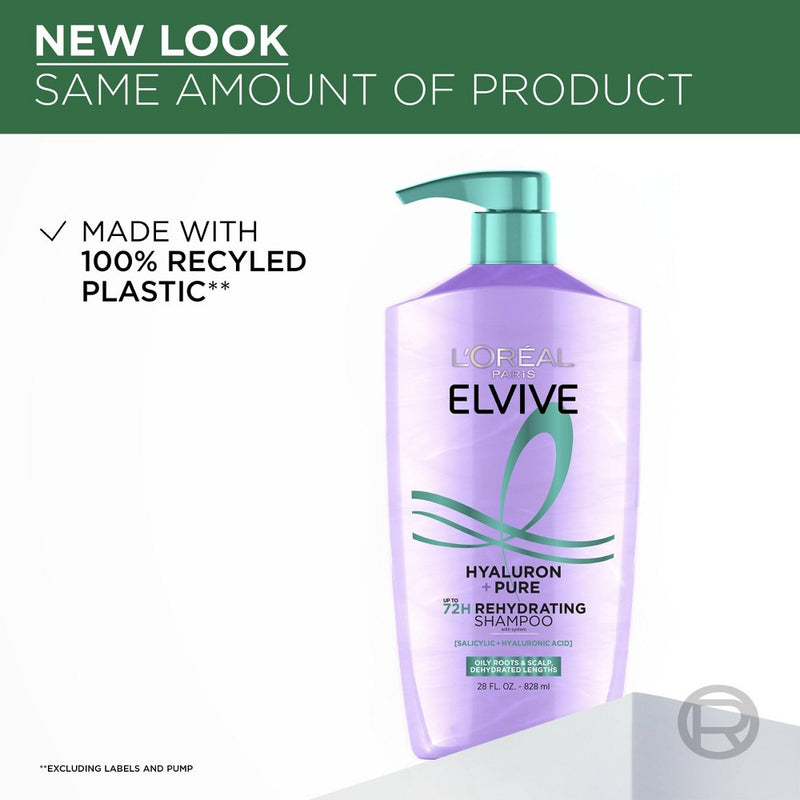 L'Oreal Paris Elvive Hyaluron Pure Purifying Shampoo for Oily Hair - 28 fl oz