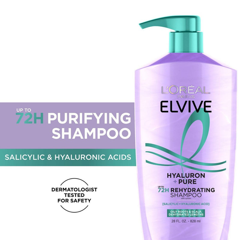 L'Oreal Paris Elvive Hyaluron Pure Purifying Shampoo for Oily Hair - 28 fl oz
