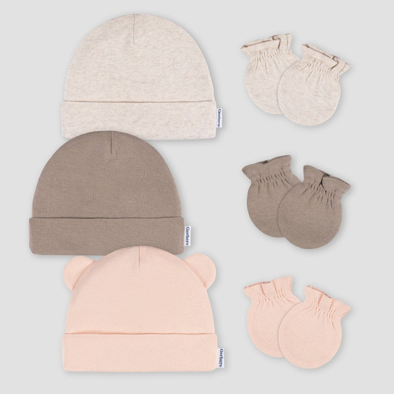 MISSING 1 SETGerber Baby 6pk Hat & Mitten Set - Pink