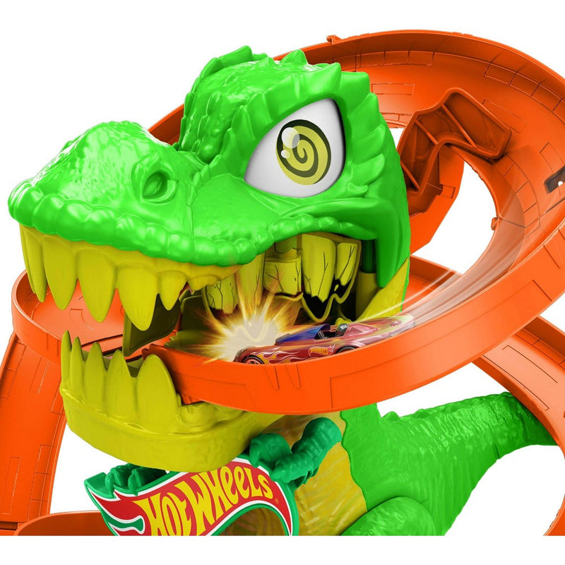 Hot Wheels Diecast City T-Rex Blaze Battle Playset 1:64 Scale Dinosaur Nemesis