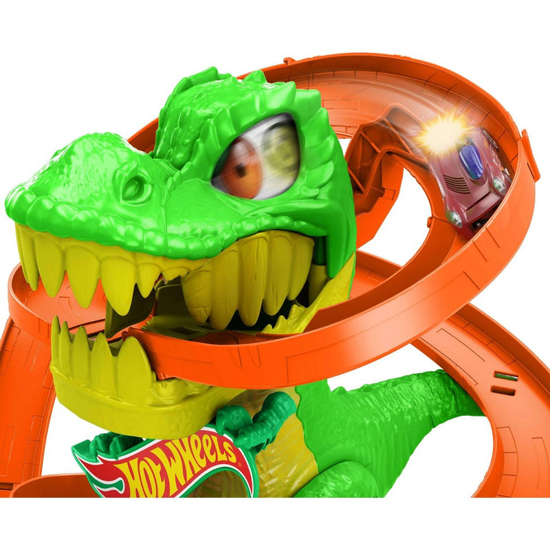 Hot Wheels Diecast City T-Rex Blaze Battle Playset 1:64 Scale Dinosaur Nemesis