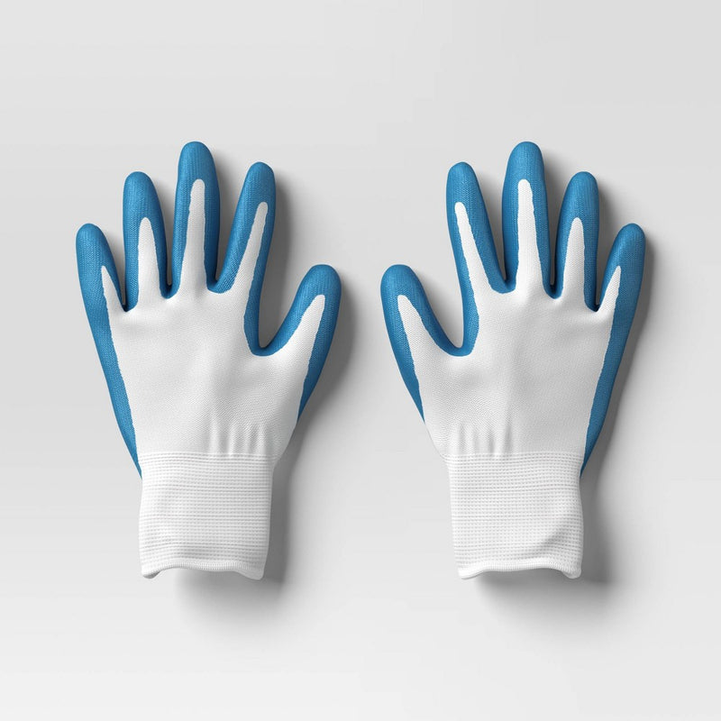 Outdoor Garden Dipped Work Gloves Medium/Large Quilt Blue Versatile Green - Room Essentials