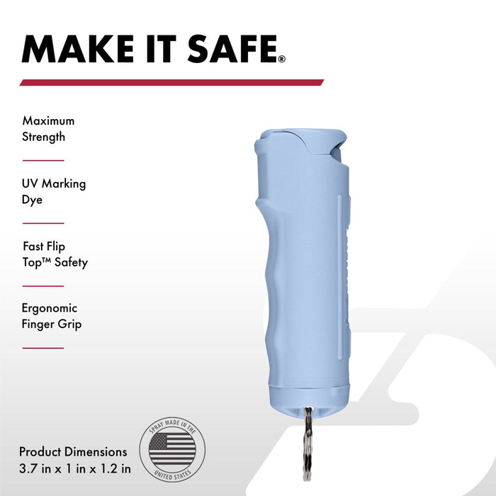 Sabre Fliptop Pepper Spray Chambray Blue: Compact Self-Defense for Women, Plastic, 3.7" Height, 0.54 oz