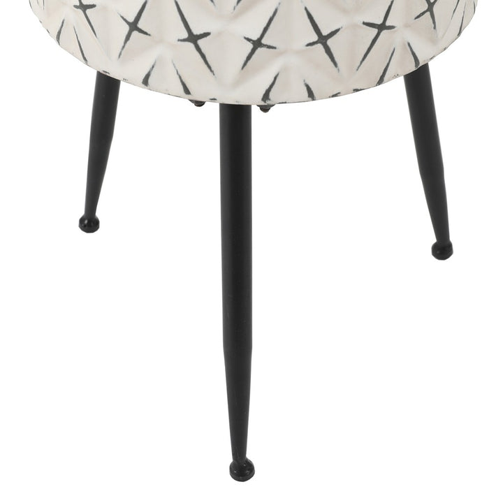 LuxenHome Set of 3 Distressed White and Black Metal Cachepot Planters with Legs Off-White