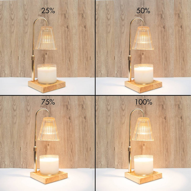 Sparoom Candle Lamp Warmer Crystal Ribbed Shade: Electric Glass Warmer, Contemporary Decor, Rose Gold