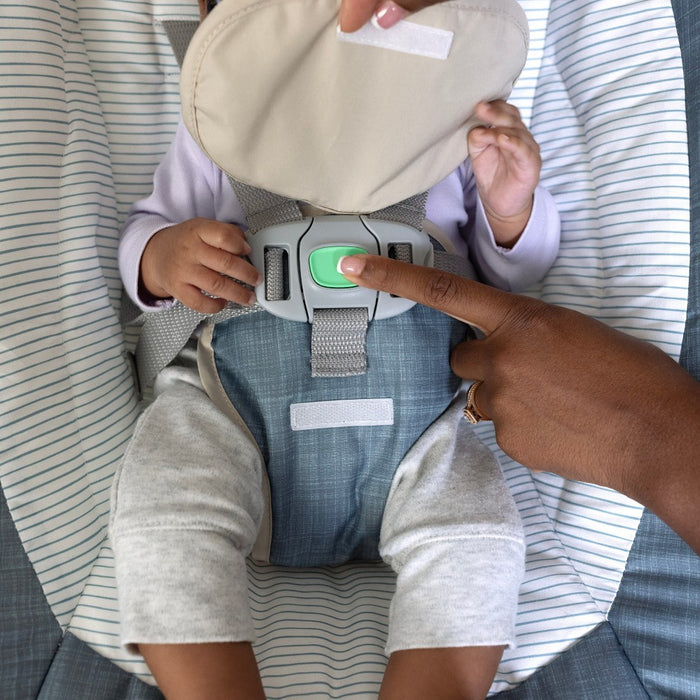 Ingenuity Simple Comfort Compact Swing with Wood Toy Bar - Chambray (LOCAL PICKUP ONLY)