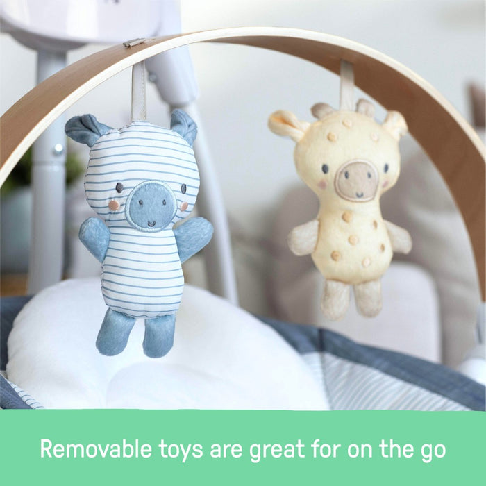 Ingenuity Simple Comfort Compact Swing with Wood Toy Bar - Chambray (LOCAL PICKUP ONLY)