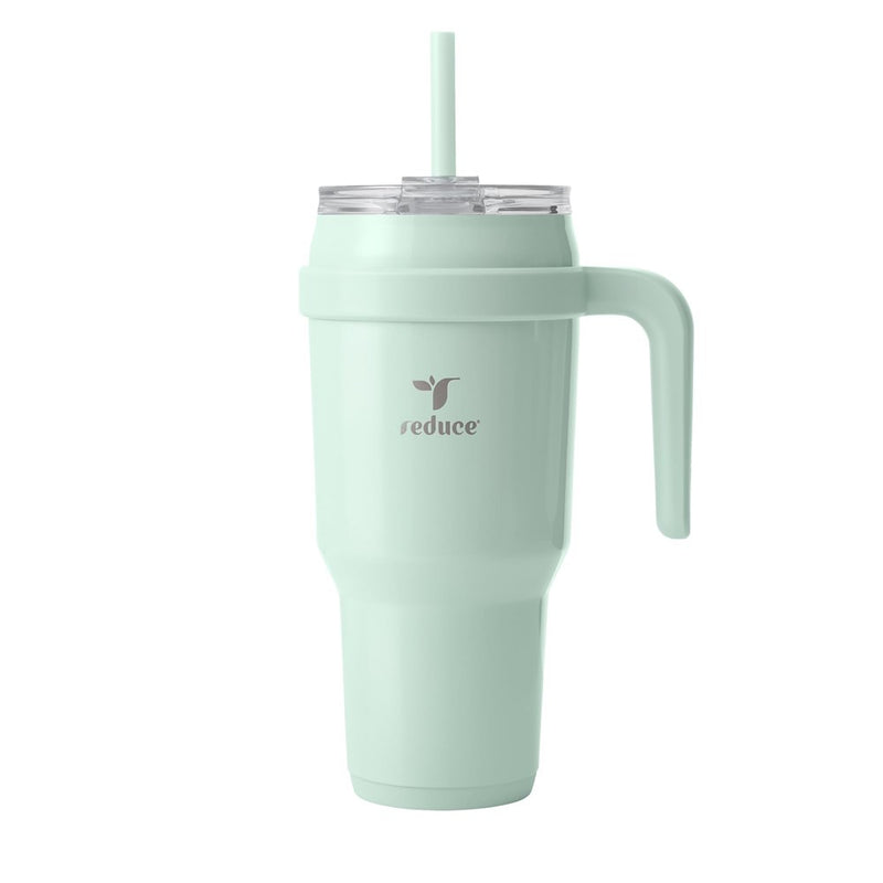 REDUCE Cold1 40 Oz Tumbler With Handle - Vacuum Insulated Stainless Steel Water Bottle For Home, Office Or Car, Reusable Mug With Straw Or Leakproof Flip Lid, Keeps Drinks Cold All Day-Gloss Sea Glass