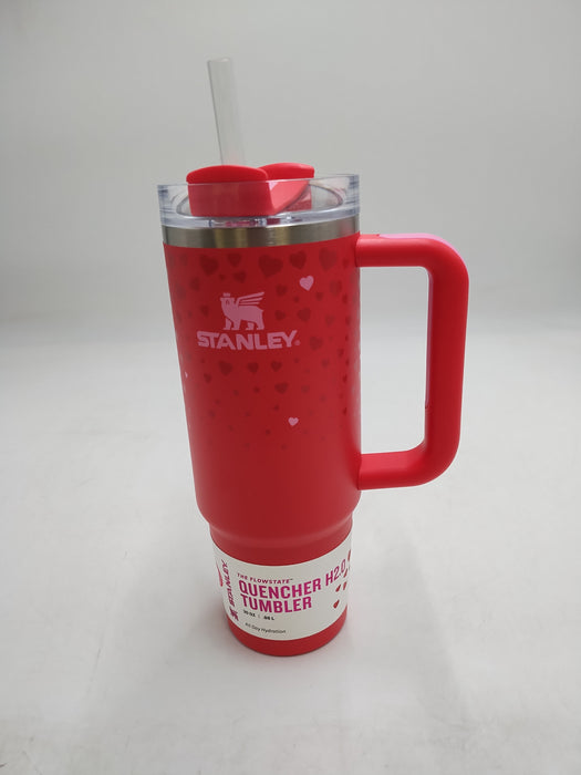 Stanley 30 oz Stainless Steel H2.0 Flowstate Quencher Tumbler Ruby Hearts- SEE DETAILS