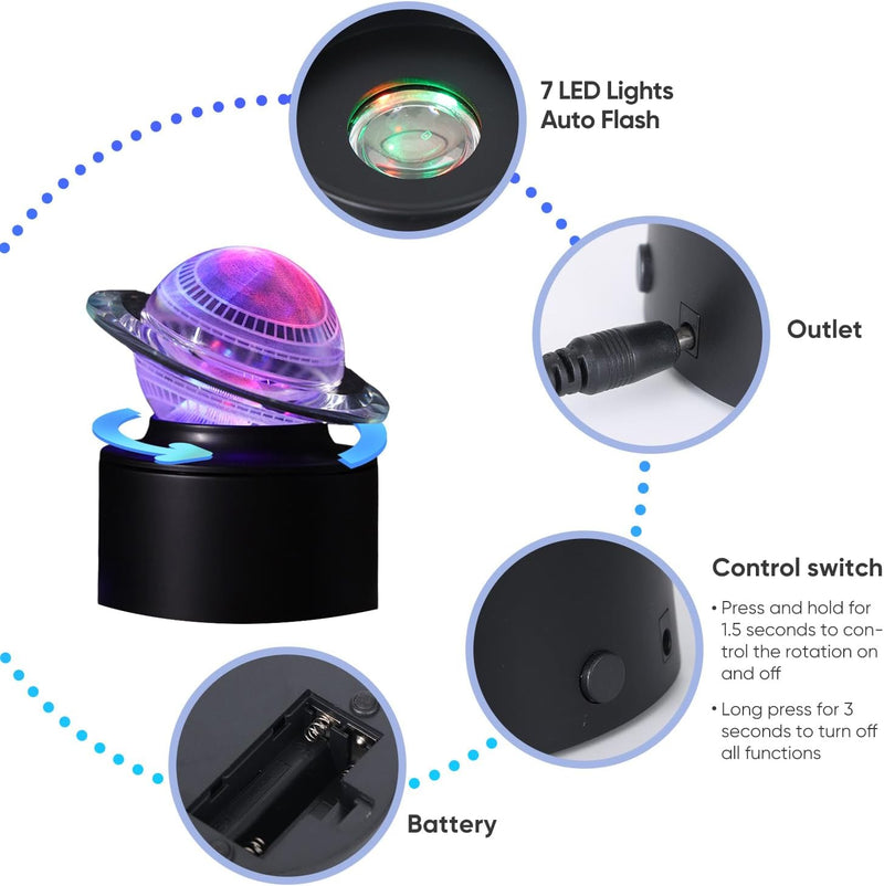 Crystal 3D Laser Engraved Ball With 7-Color Rotating Light Base OPEN BOX