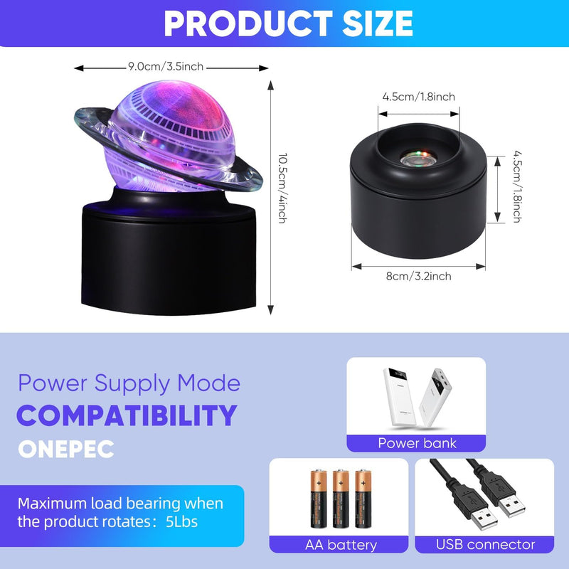 Crystal 3D Laser Engraved Ball With 7-Color Rotating Light Base OPEN BOX
