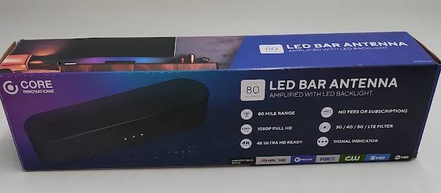 Core Innovations 80-Mile Indoor Antenna Bar with LED Lighting.SEE DETAILS.
