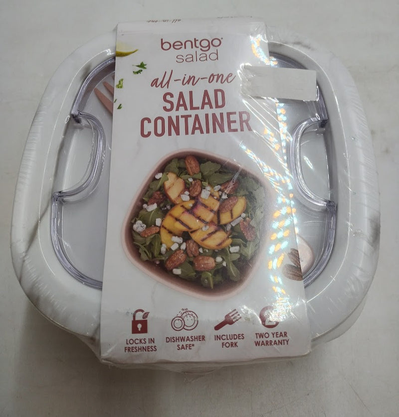 Bentgo Salad Stackable Lunch Container with Large 54oz Bowl, 4-Compartment Tray & Built-In Fork - Blush Marble