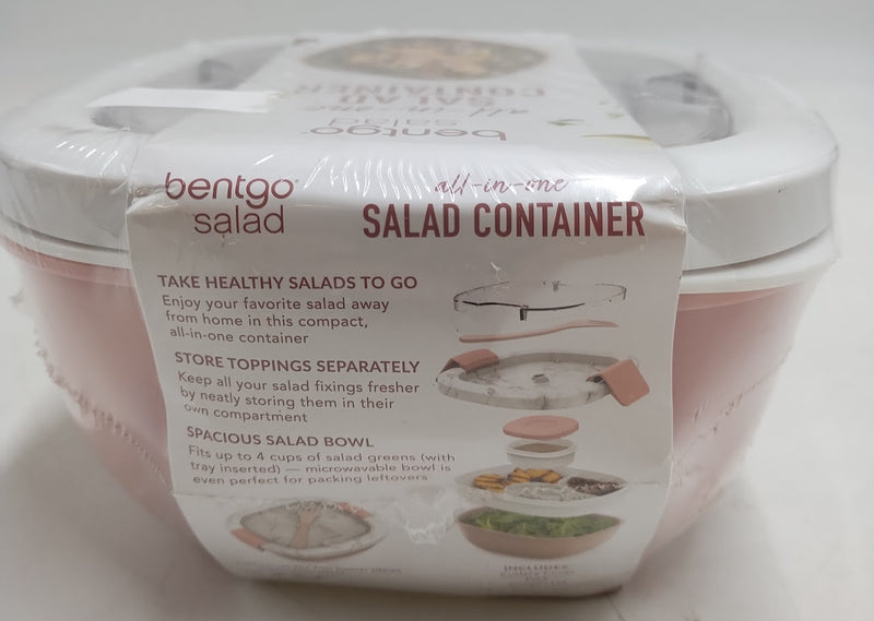 Bentgo Salad Stackable Lunch Container with Large 54oz Bowl, 4-Compartment Tray & Built-In Fork - Blush Marble