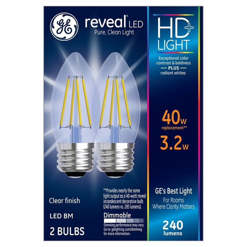 General Electric 2pk BM 40W LED Clear Finish