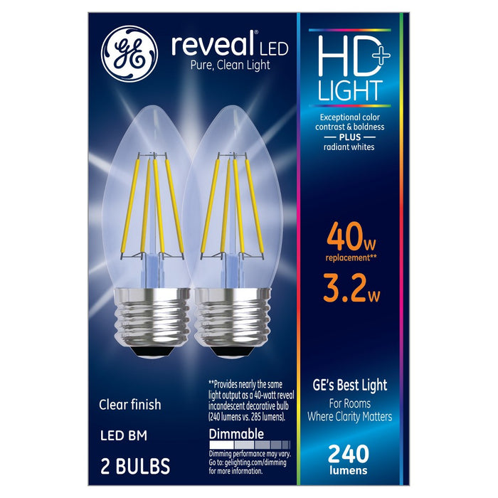 General Electric 2pk BM 40W LED Clear Finish