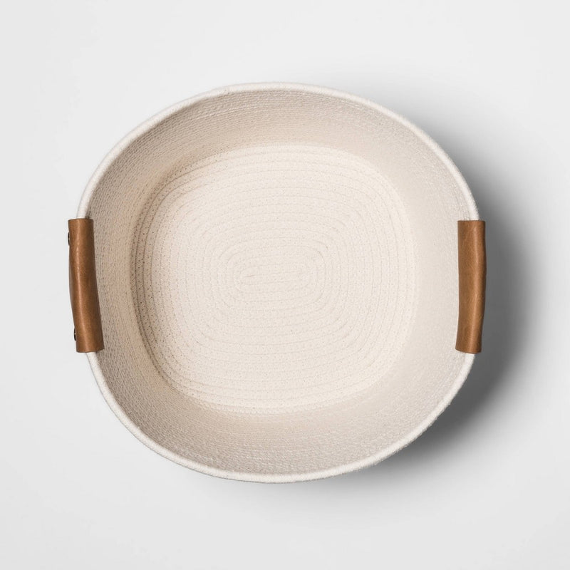 Decorative Coiled Rope Square Base Tapered Basket Medium White 13" - Threshold