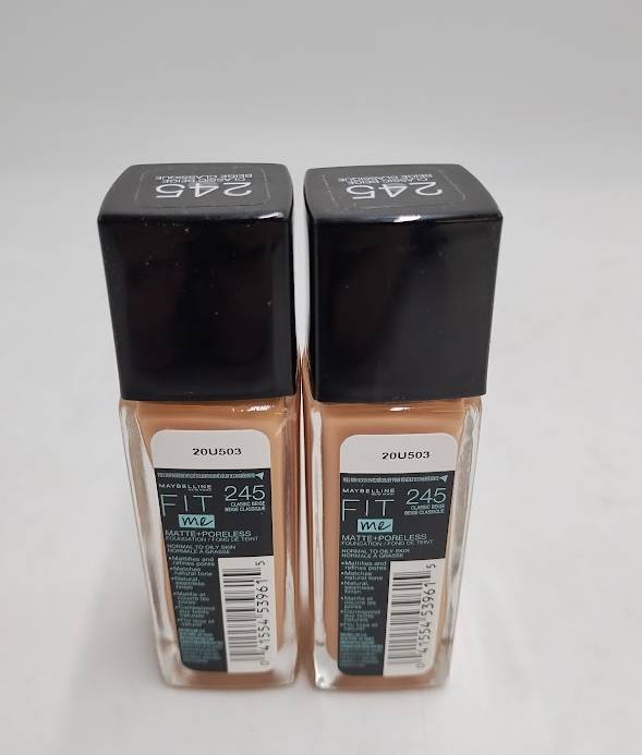 2 PACK Maybelline Fit Me Matte + Poreless Liquid Foundation 245 Classic Beige