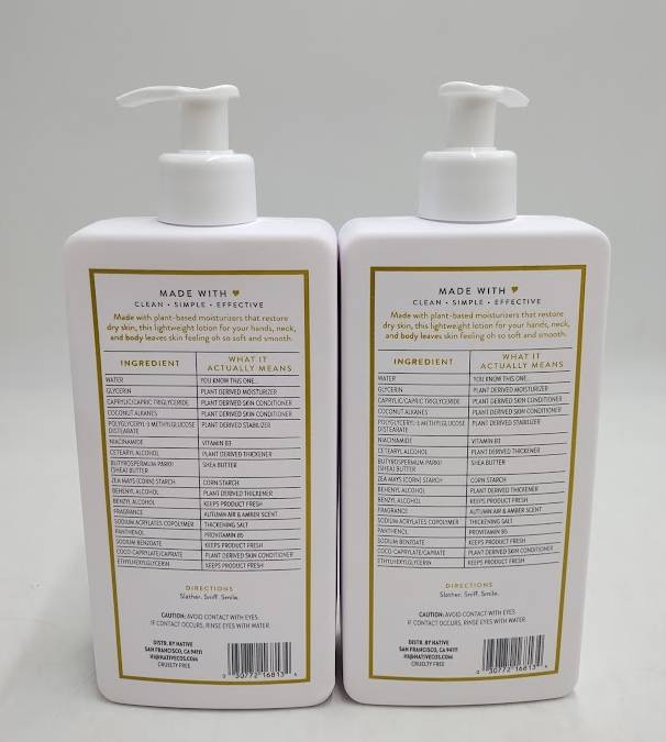 2 PACK !! Native Limited Edition Body Lotion Pump - Autumn Air & Amber