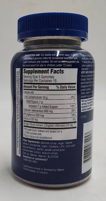 Tums + Upset Stomach & Nausea Support Gummy Bites Ginger Berry 45ct EXP 02/2028