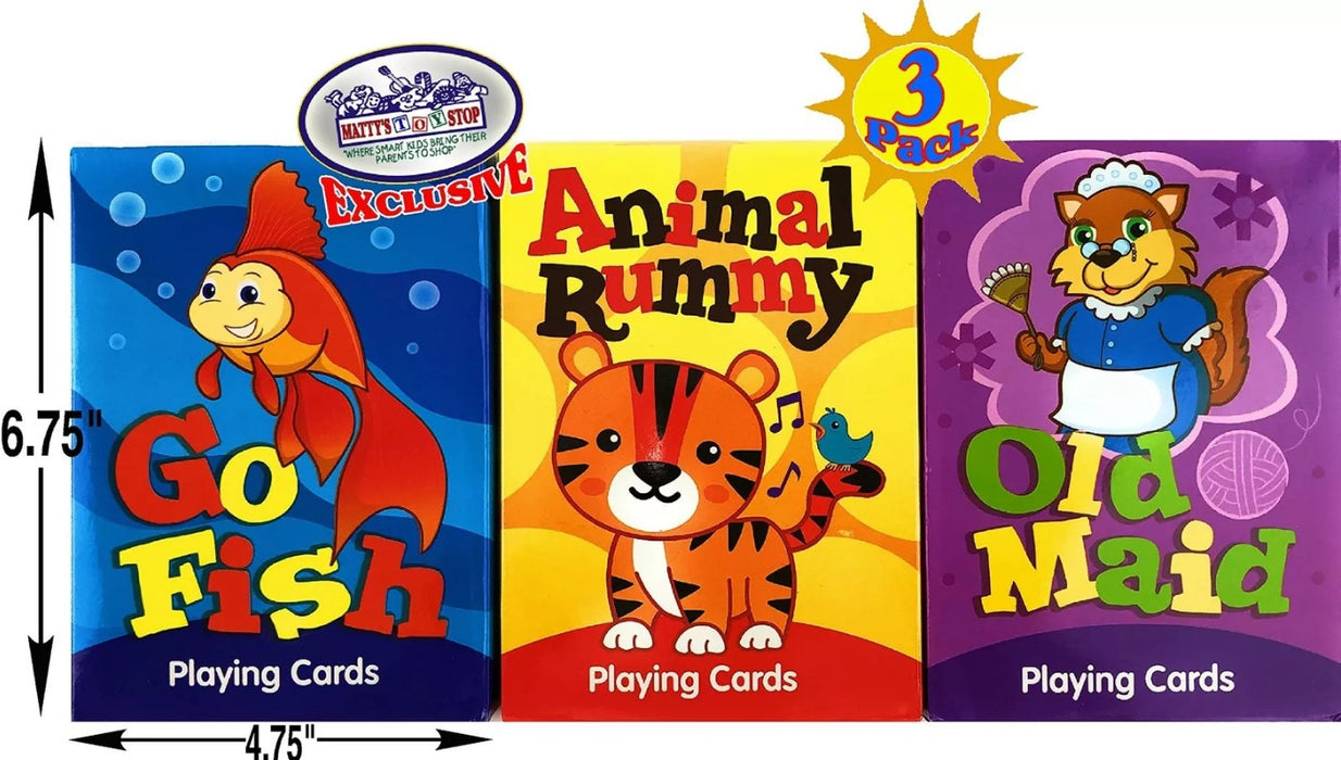 Jumbo Classic Playing Card Games Set -Featuring Go Fish, Old Maid & Animal Rummy