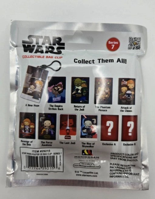 Monogram - Star Wars Posters 3D Foam Bag Clip Series 7 (STYLES VARY)