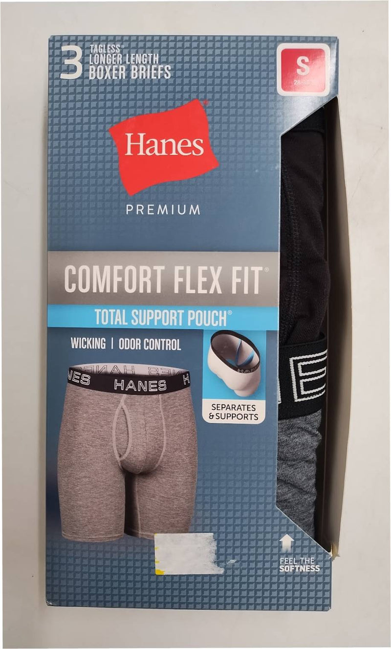 Hanes Premium Men's 3pk Long  Total Support Pouch - Black/Gray S