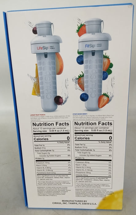 Cirkul Plastic Bottle with Blue Lid and 2 Flavor Cartridges - 22oz