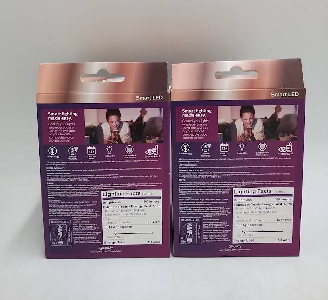2 PACK !! Philips Smart 40W Clear Color Filament G25 1P: LED Light Bulb