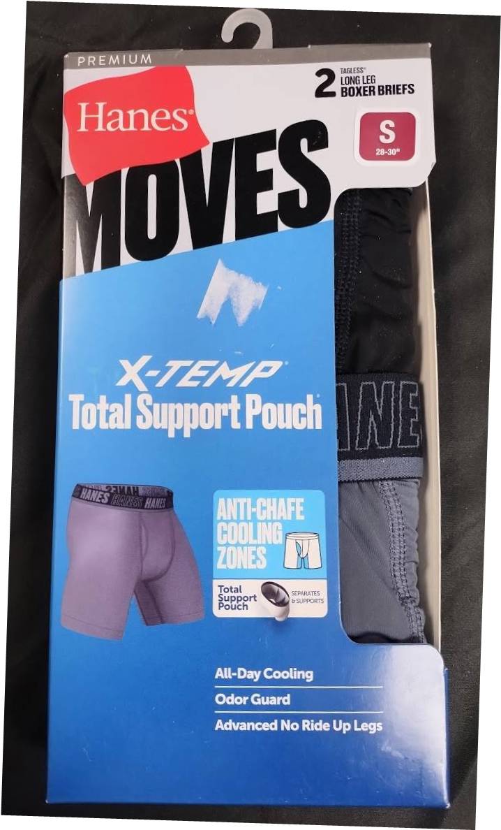 Hanes Moves Premium Men's X-Temp Long Leg Boxer Briefs 2pk S