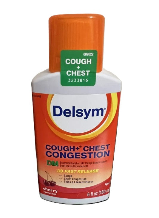 Delsym Cough Plus Chest Congestion DM Relief Liquid-Cherry-6 floz EXP: 10/2026