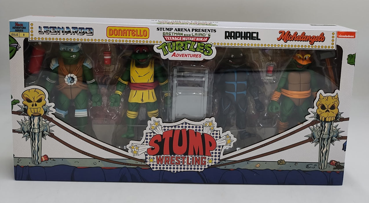 NECA Teenage Mutant Ninja Turtles Cartoon Stump Wrestling Turtles 7" Scale Action Figures - 4pk
