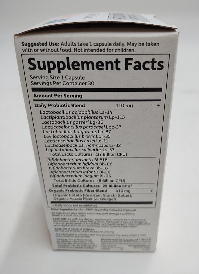 Garden of Life Probiotic Daily Care Capsules - 30ct EXP 08/2026