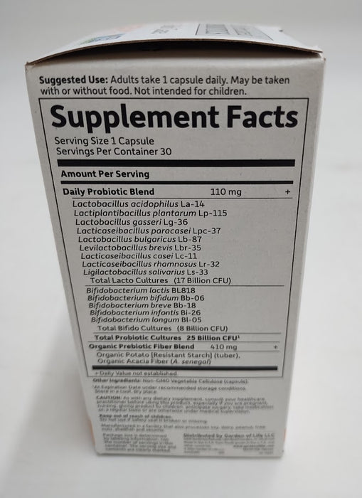 Garden of Life Probiotic Daily Care Capsules - 30ct EXP 08/2026