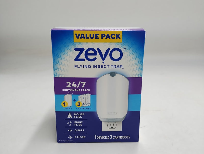 Zevo Flying Insect Indoor Light Fly Trap Starter Kit - 1 Trap + 3 Refills