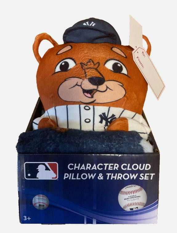 MLB New York Yankees Mascot Silk Touch Throw Blanket and 11" Plush