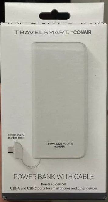 Travel Smart 10000mAh Power Bank with Charging Cable