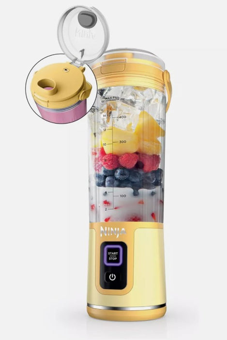 Ninja Blast 18oz Portable Blender Lemon Meringue BC151LB: 1-Speed, Dishwasher-Safe, Plastic & Stainless Steel, 1.75 lbs