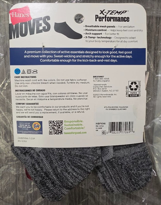 Hanes Premium Boys' 6pk No Show Socks - M