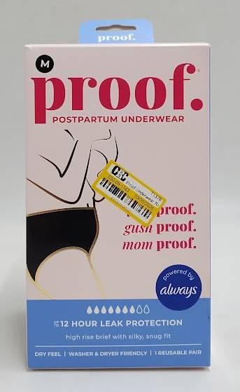 Womens Proof Underwear Postpartum HighRise Brief Super Heavy- M
