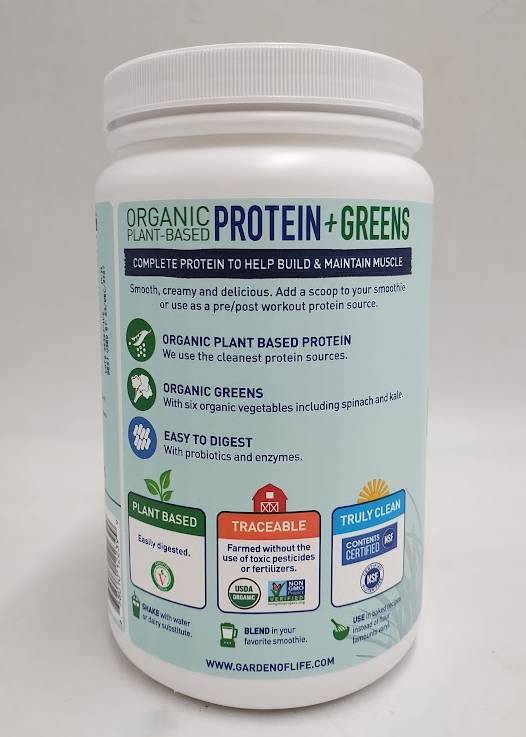 Garden of Life Organic Protein+Greens Plant Shake Mix - Vanilla - EXP 12/29/27