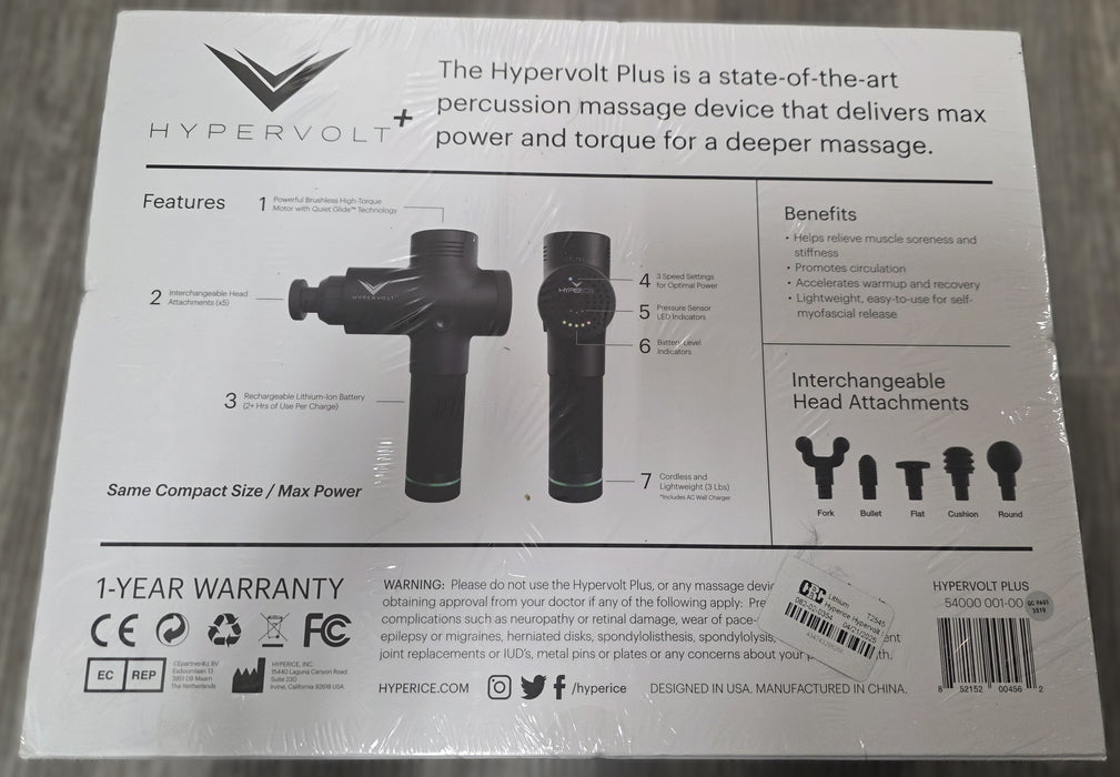 Hyperice Hypervolt Plus Bluetooth Percussion Massage Device - Black