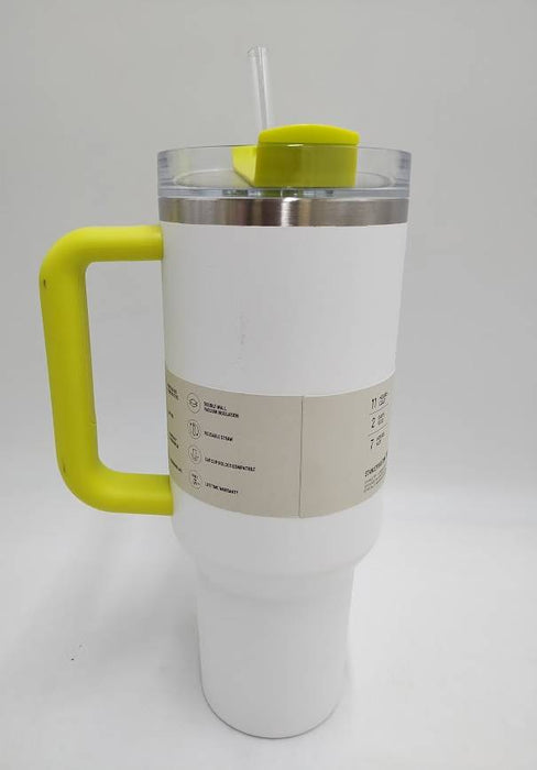 Stanley 40oz Stainless Steel H2.0 Tumbler - White/Electric Yellow SEE DETAILS