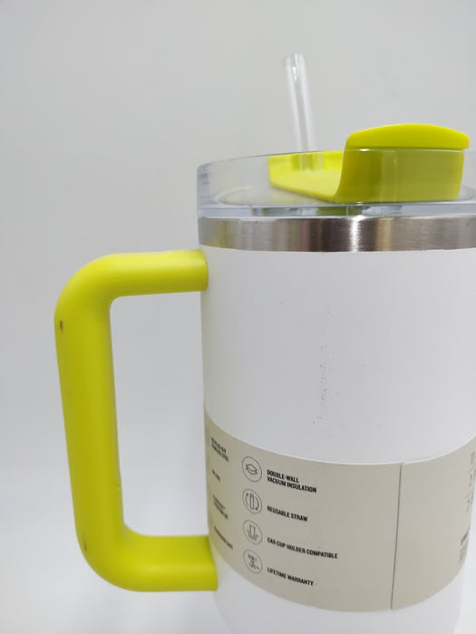 Stanley 40oz Stainless Steel H2.0 Tumbler - White/Electric Yellow SEE DETAILS