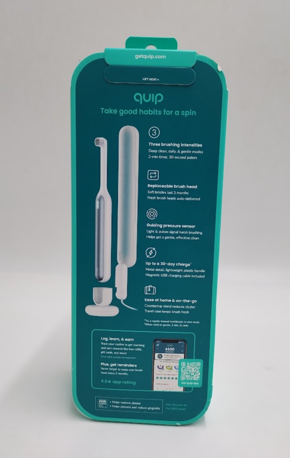 quip Rev Oscillating Rechargeable Electric Toothbrush + Travel Case - White/Blue