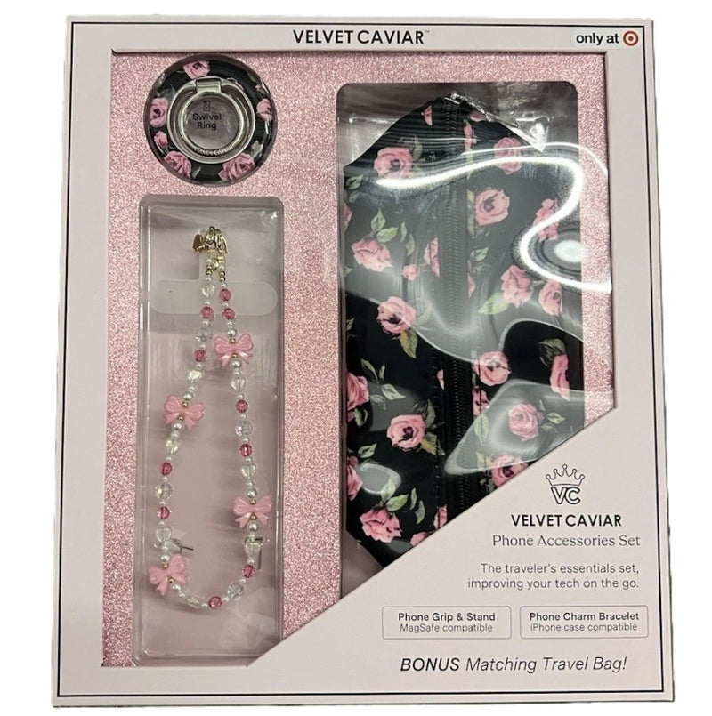 VELVET CAVIAR Phone Accessories Set - Pink Rose Floral
